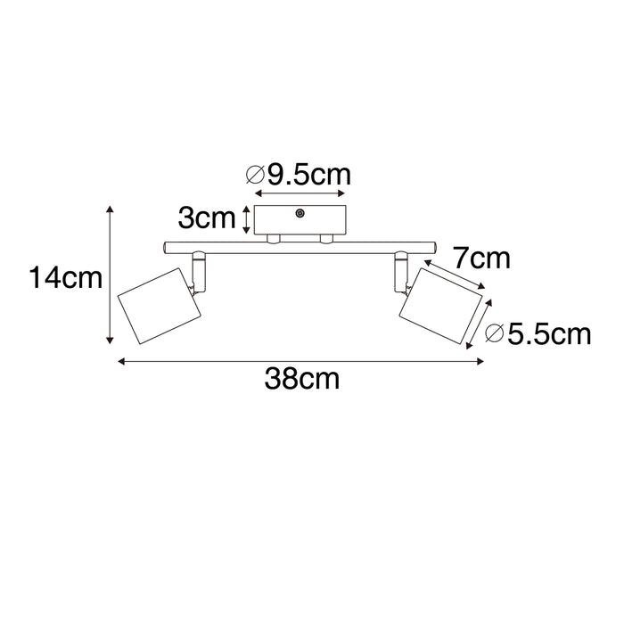 QAZQA Industriële spot zwart met hout kantelbaar 2-lichts - Jeana