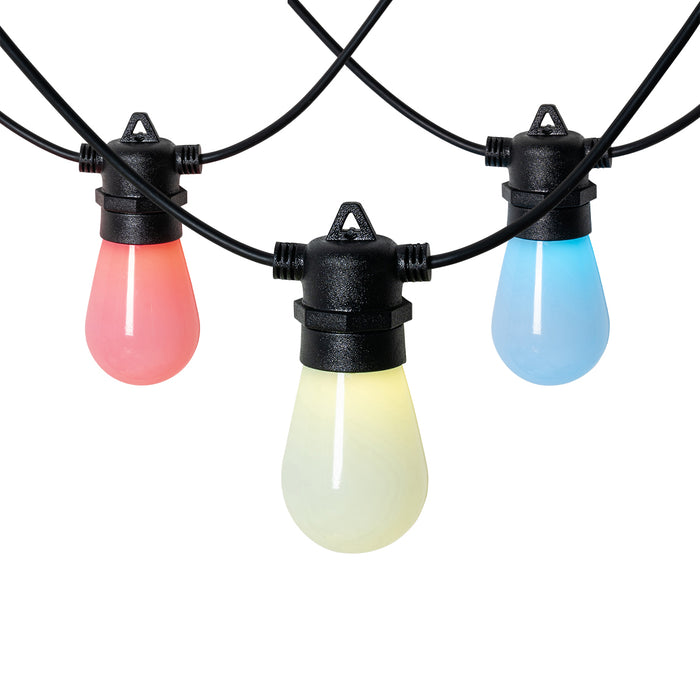 QAZQA Smart lichtsnoer LED 15 meter 15-lichts opaal RGBW IP44 - Chill