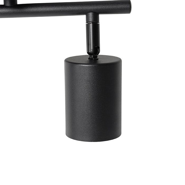 QAZQA Industriële spot zwart met hout kantelbaar 2-lichts - Jeana