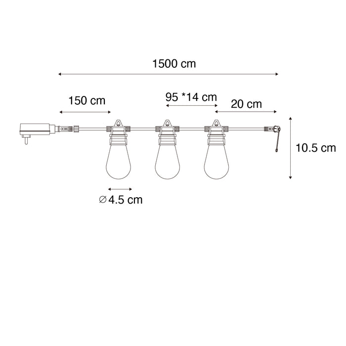 QAZQA Smart lichtsnoer LED 15 meter 15-lichts opaal RGBW IP44 - Chill