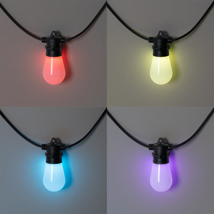 QAZQA Smart lichtsnoer LED 15 meter 15-lichts opaal RGBW IP44 - Chill