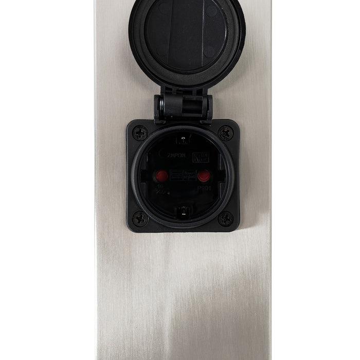 QAZQA Buitenlamp staal 80 cm met stopcontact IP44 - Malios