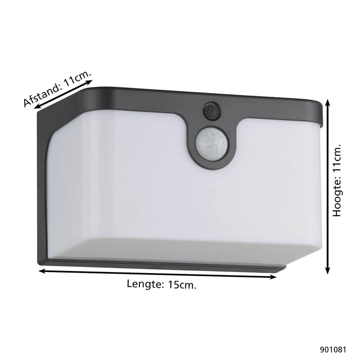 EGLO Croara Solar Wandlamp - LED - 15 cm - Antraciet|Wit