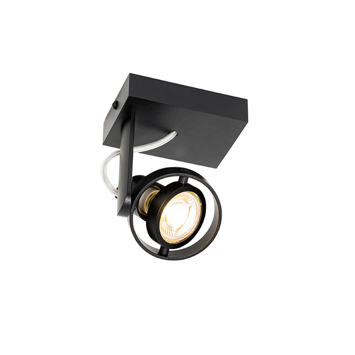 QAZQA Moderne plafondspot zwart draai- en kantelbaar GU10 50mm -