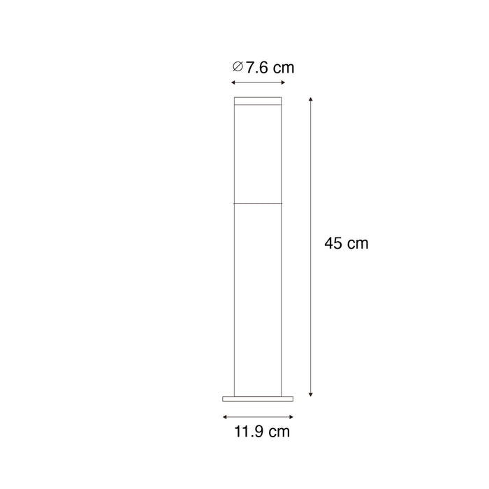 QAZQA Moderne buitenlamp paal zwart 45 cm IP44 - Rox