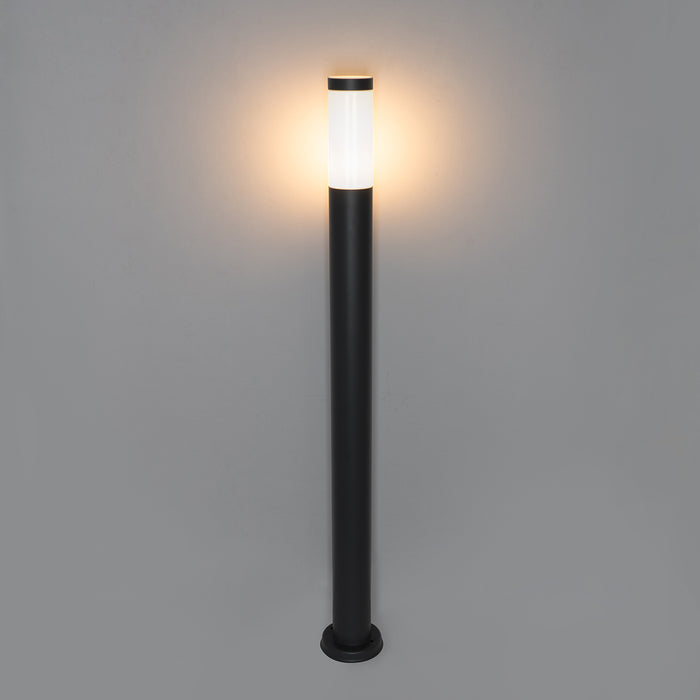 QAZQA Moderne buitenlamp paal donkergrijs met opaal 110 cm IP44 - Rox