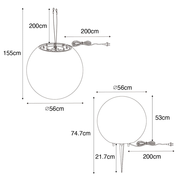 QAZQA Smart buitenlamp wit 56 cm incl. Wifi A60 IP65 - Nura