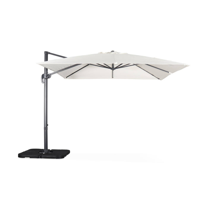 sweeek - Vierkante offset parasol 3x3m + set van 4 verzwaarde tegels