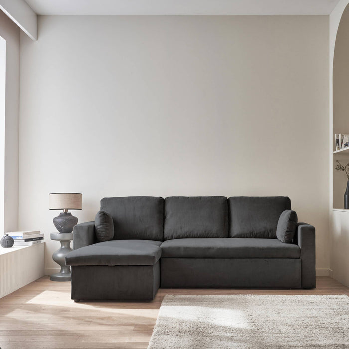 sweeek - Corduroy hoekslaapbank, 3-zits