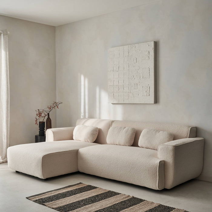 sweeek - Hoekbank, 3 zits boucléstof