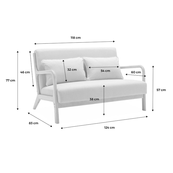 sweeek - 2-zitsbank + houten fauteuil met boucléstof