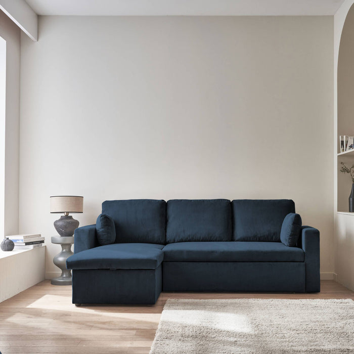 sweeek - Corduroy hoekslaapbank, 3-zits