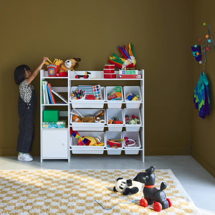 sweeek - Kinderopbergmeubel met 9 opbergbakken, 4 planken, 1 deur