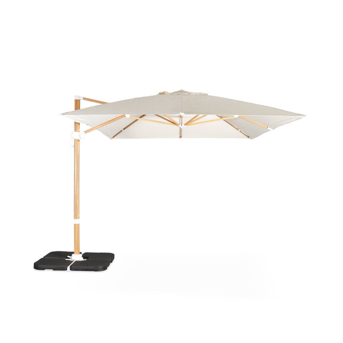 sweeek - Rechthoekige parasol 3x4m, 360° draaibaar, verzwaarde tegels