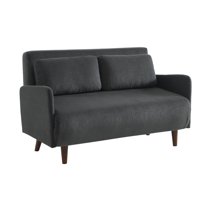 sweeek - 2-zits corduroy slaapbank met houten poten