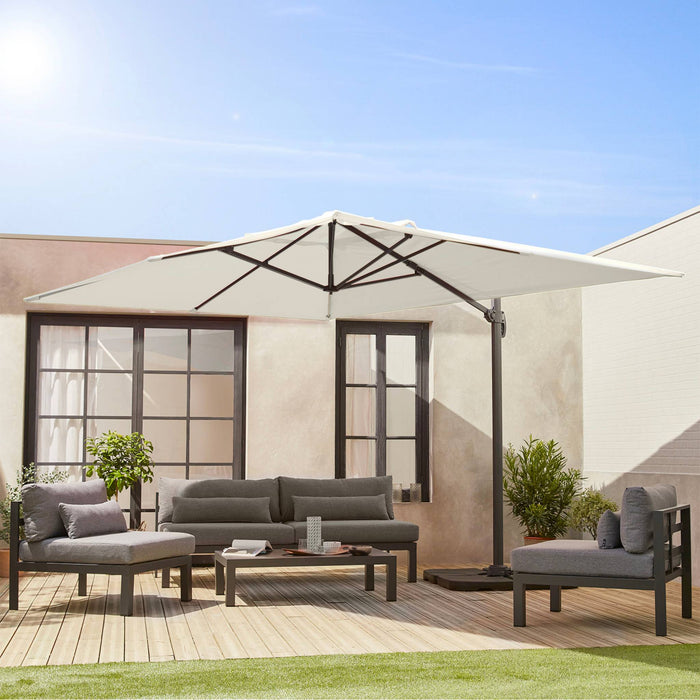 sweeek - Rechthoekige parasol 3x4m + verzwaarde tegels 50x50cm