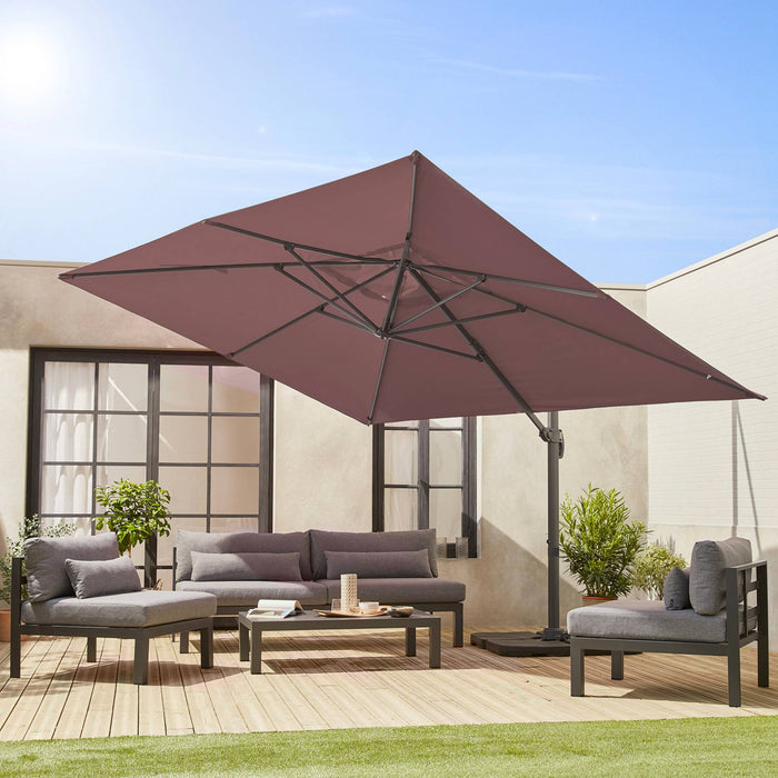 sweeek - Rechthoekige parasol 3x4m + verzwaarde tegels 50x50cm