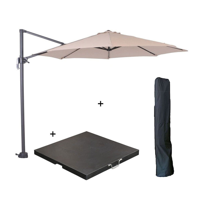 Garden Impressions Hawaii parasol S Ø300 ecru + 80kg voet en hoes