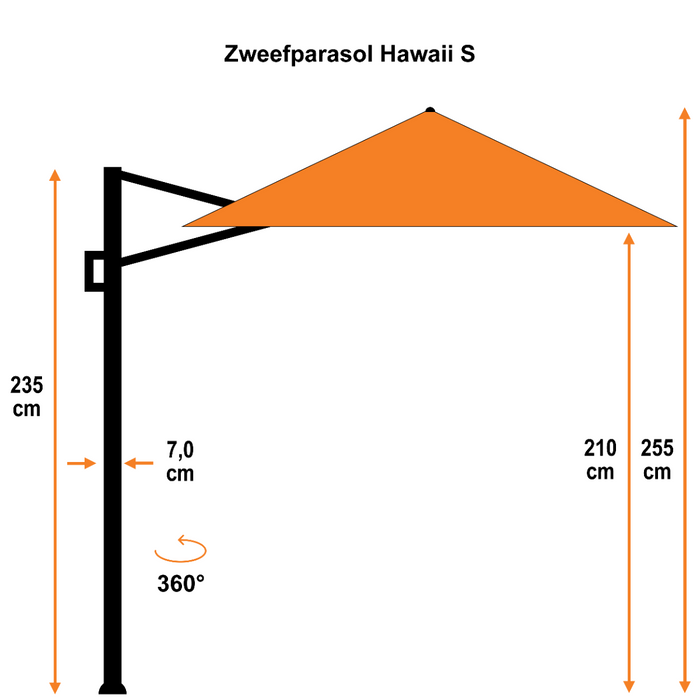 Garden Impressions Hawaii parasol S Ø300 zand + 80kg voet en hoes