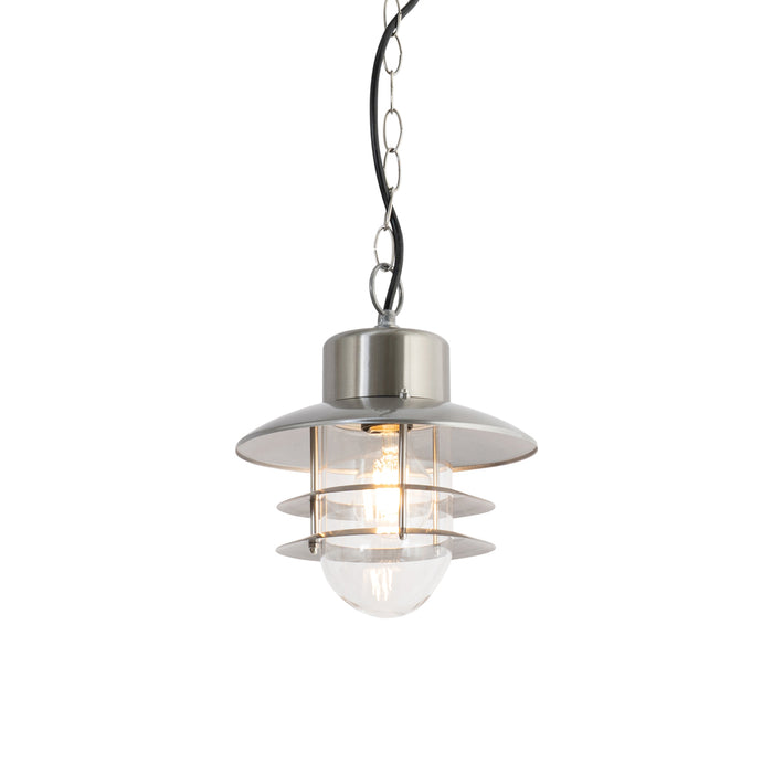 QAZQA Industriële hanglamp staal IP44 - Shell