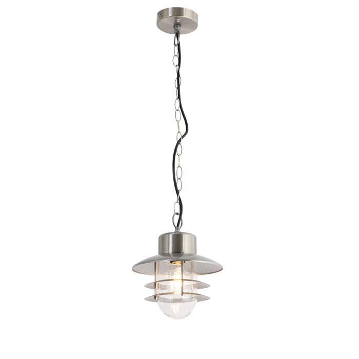 QAZQA Industriële hanglamp staal IP44 - Shell