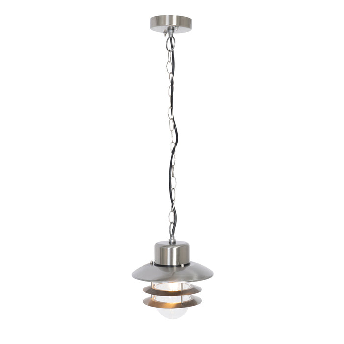 QAZQA Industriële hanglamp staal IP44 - Shell