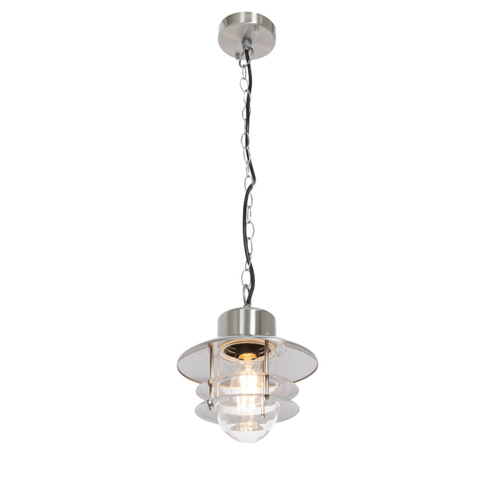 QAZQA Industriële hanglamp staal IP44 - Shell