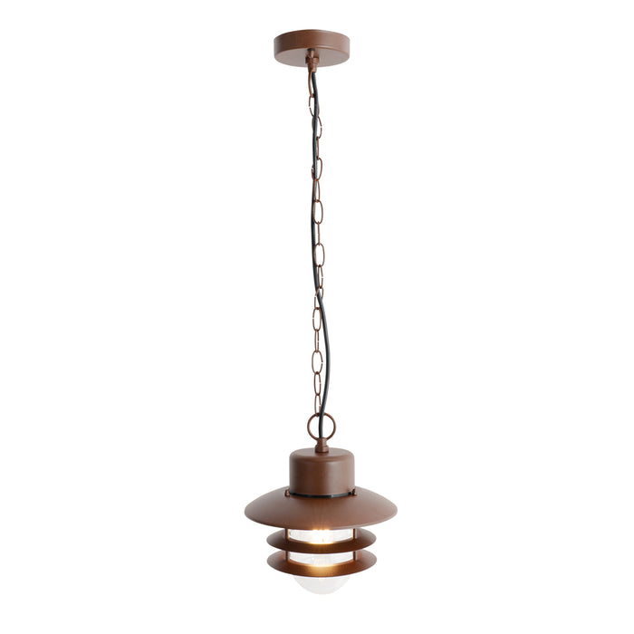 QAZQA Industriële hanglamp roestbruin IP44 - Shell