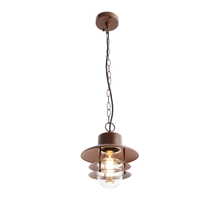 QAZQA Industriële hanglamp roestbruin IP44 - Shell