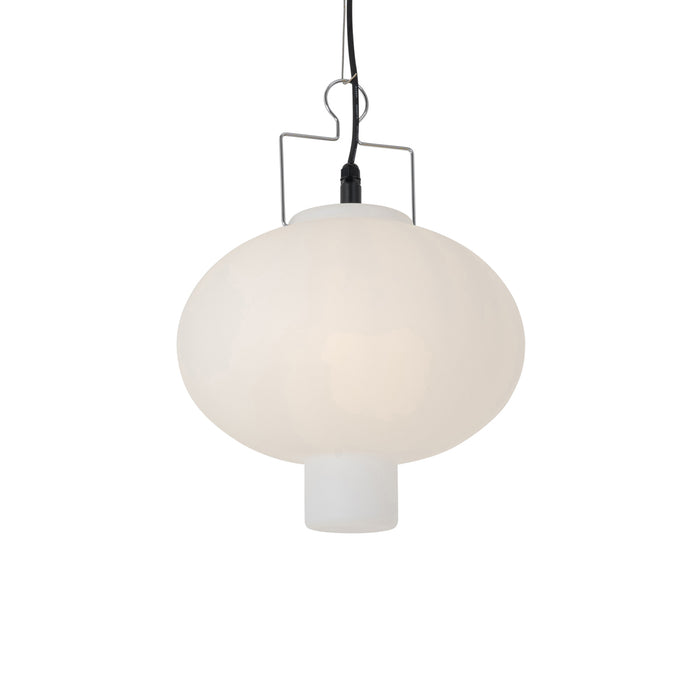 QAZQA Buiten hanglamp wit 35 cm met stekker IP44 - Pion