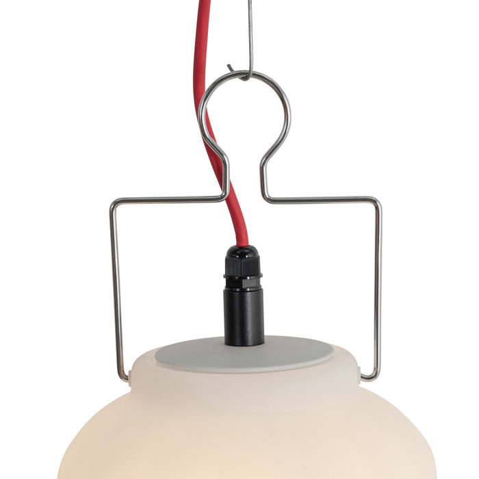 QAZQA Buiten hanglamp wit 20 cm met rode stekker IP44 - Pion