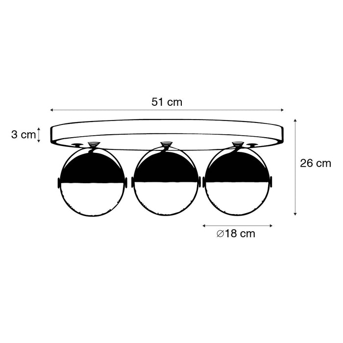 QAZQA Industriële spot zwart met messing 3-lichts - Haicha