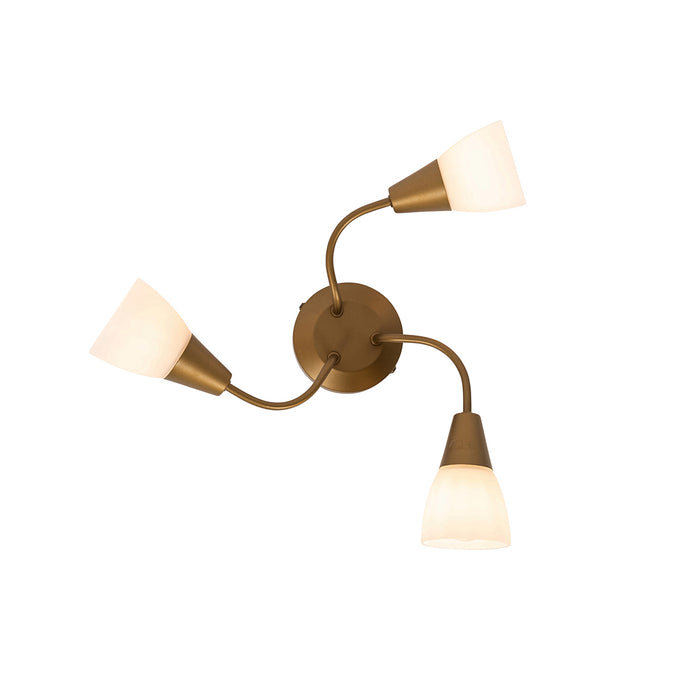 QAZQA Klassieke plafondspot goud met mat glas rond 3-lichts - Madi