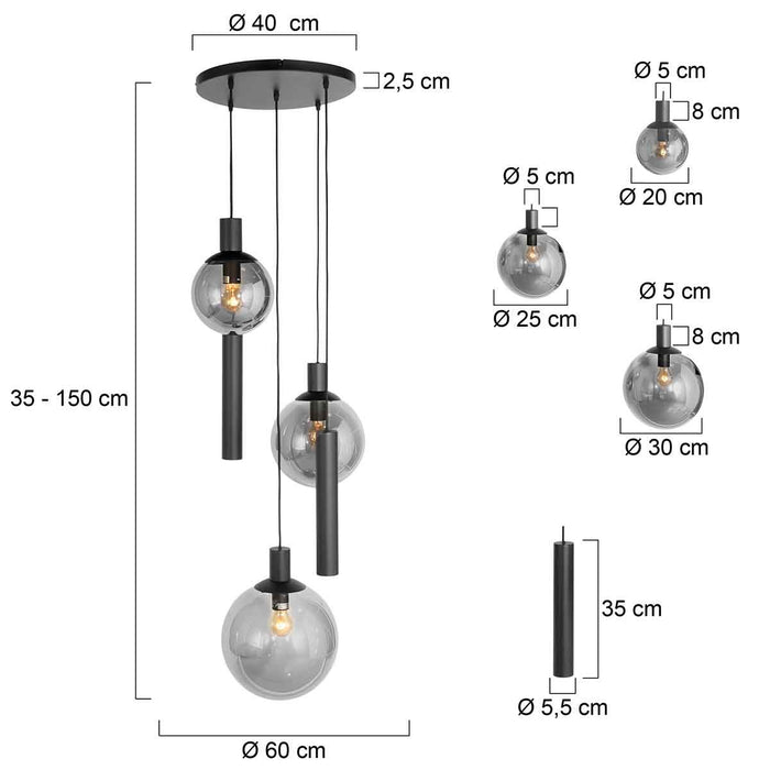 Steinhauer Hanglamp Bollique Zwart 3800ZW