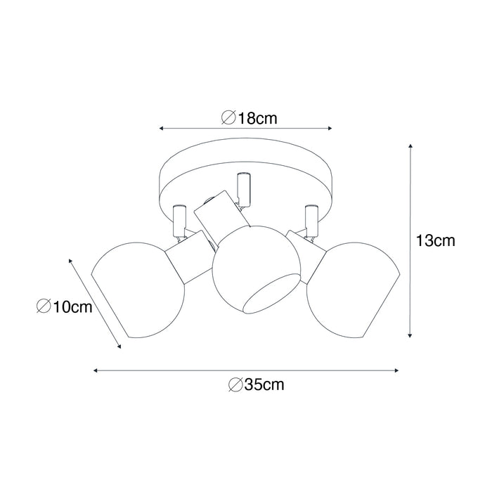 QAZQA Art Deco plafondspot goud met groen glas 3-lichts - Vidro