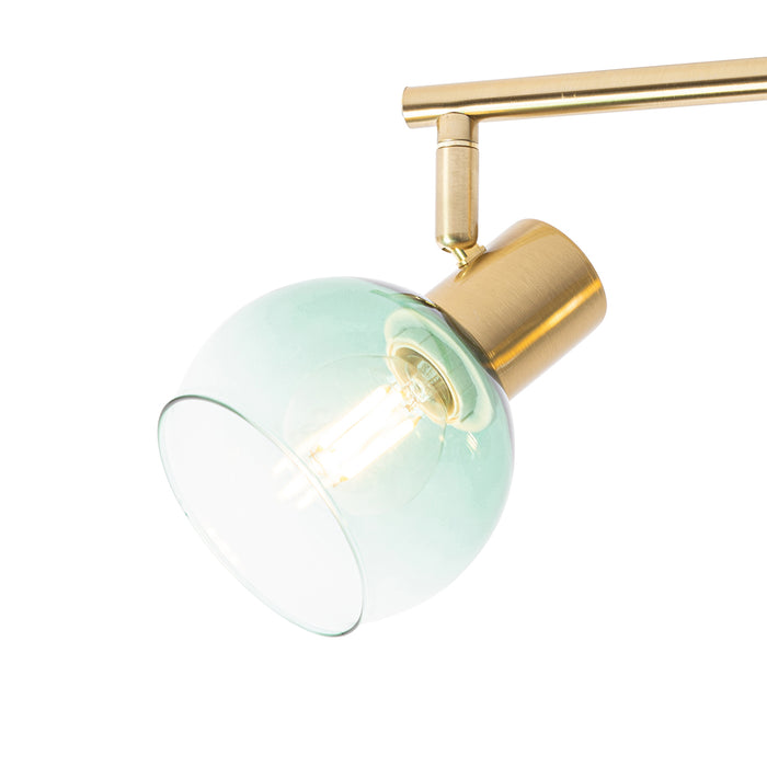 QAZQA Art Deco spot goud met groen glas 4-lichts - Vidro