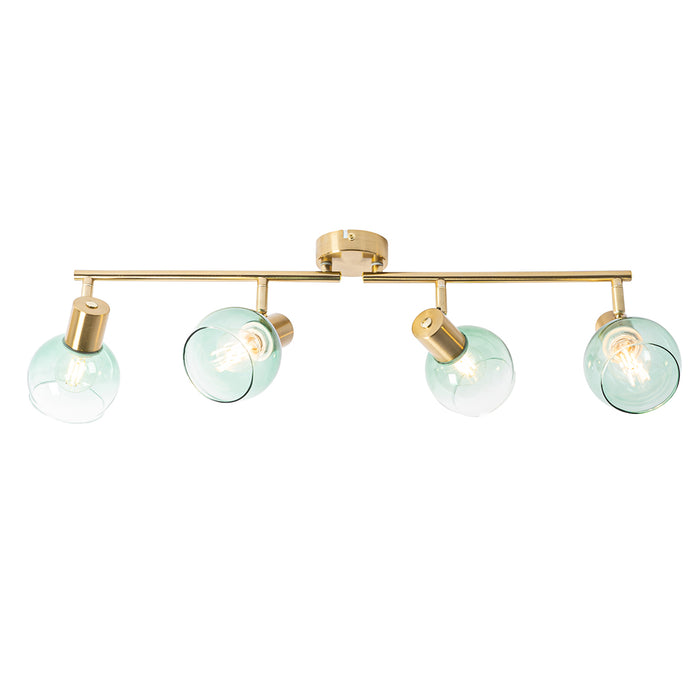 QAZQA Art Deco spot goud met groen glas 4-lichts - Vidro