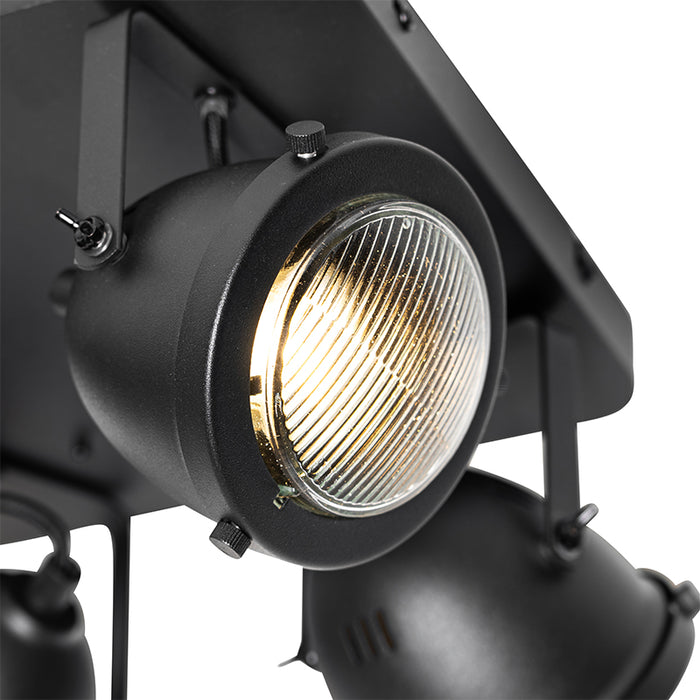 QAZQA Industriële spot zwart 4-lichts - Emado