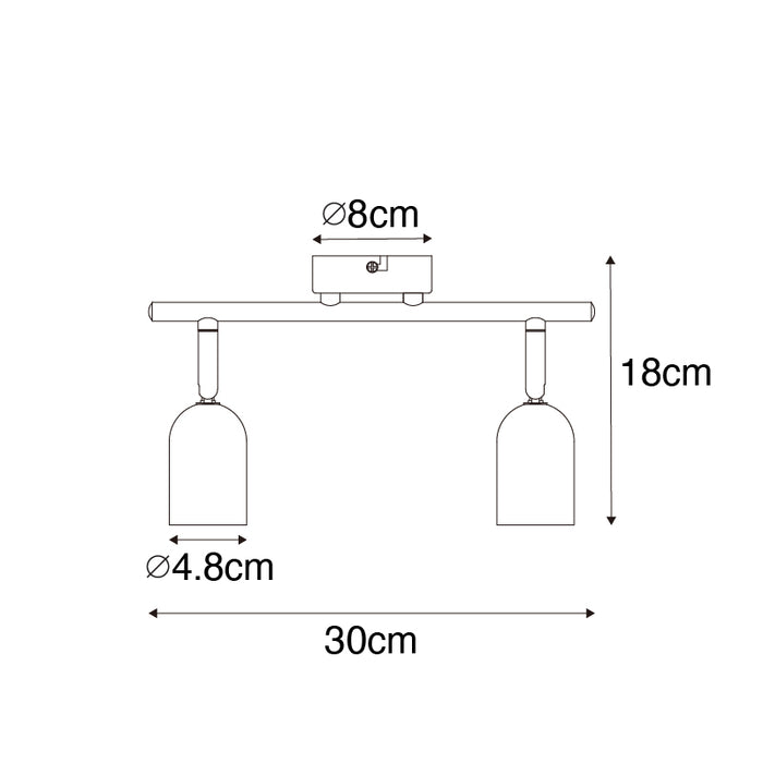 QAZQA Industriële spot zwart met beton 2-lichts - Pedra