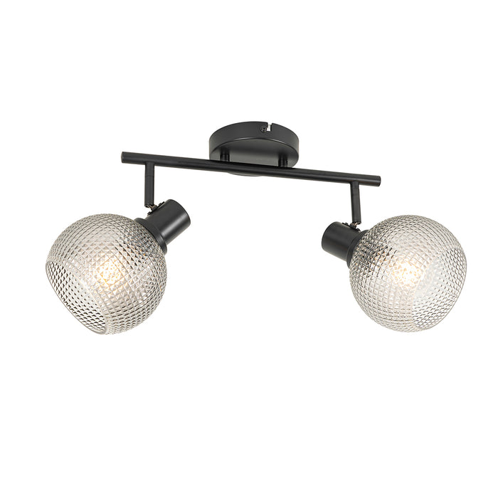 QAZQA Design spot zwart met smoke glas 2-lichts - Chico