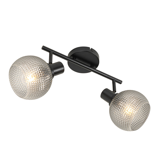 QAZQA Design spot zwart met smoke glas 2-lichts - Chico