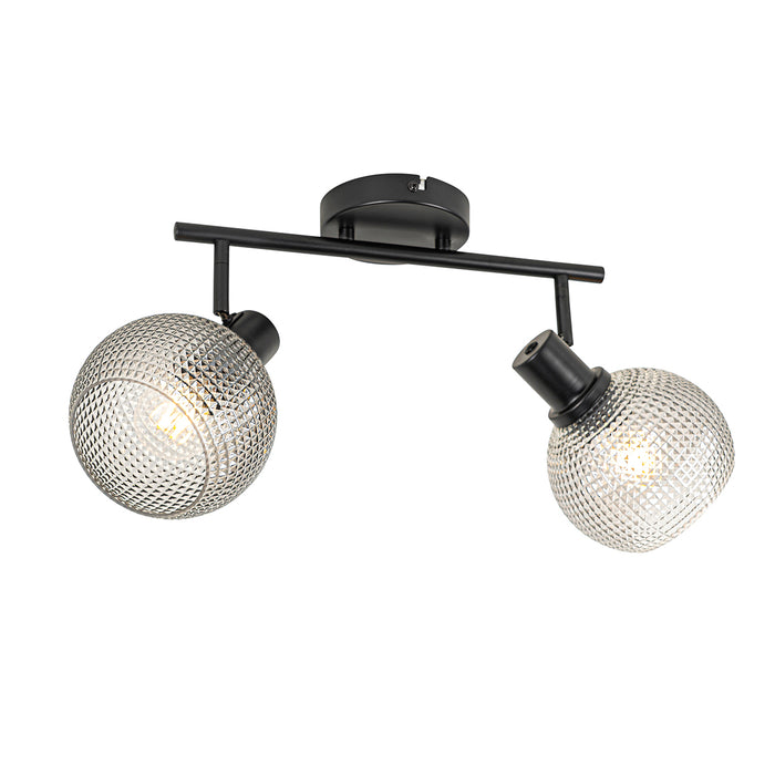 QAZQA Design spot zwart met smoke glas 2-lichts - Chico