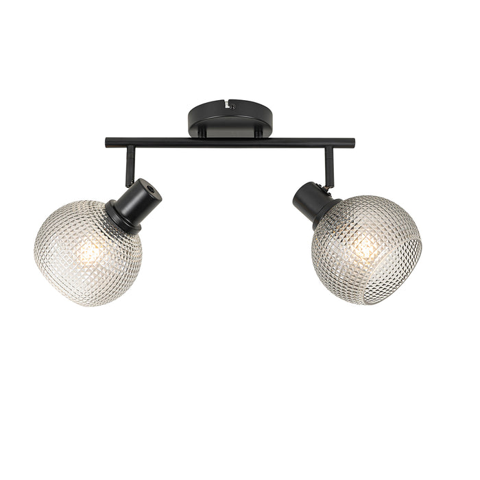 QAZQA Design spot zwart met smoke glas 2-lichts - Chico