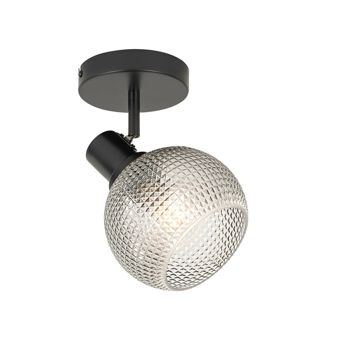 QAZQA Design spot zwart met smoke glas - Chico