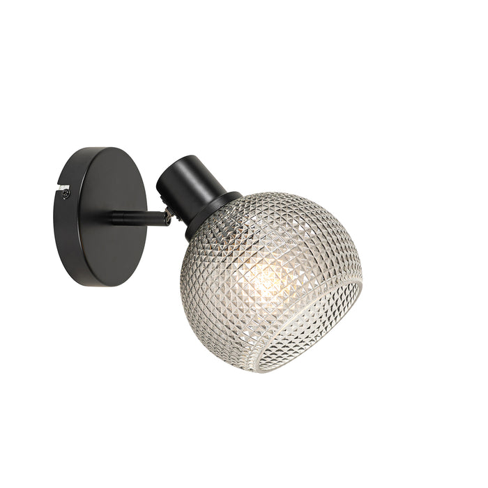 QAZQA Design spot zwart met smoke glas - Chico