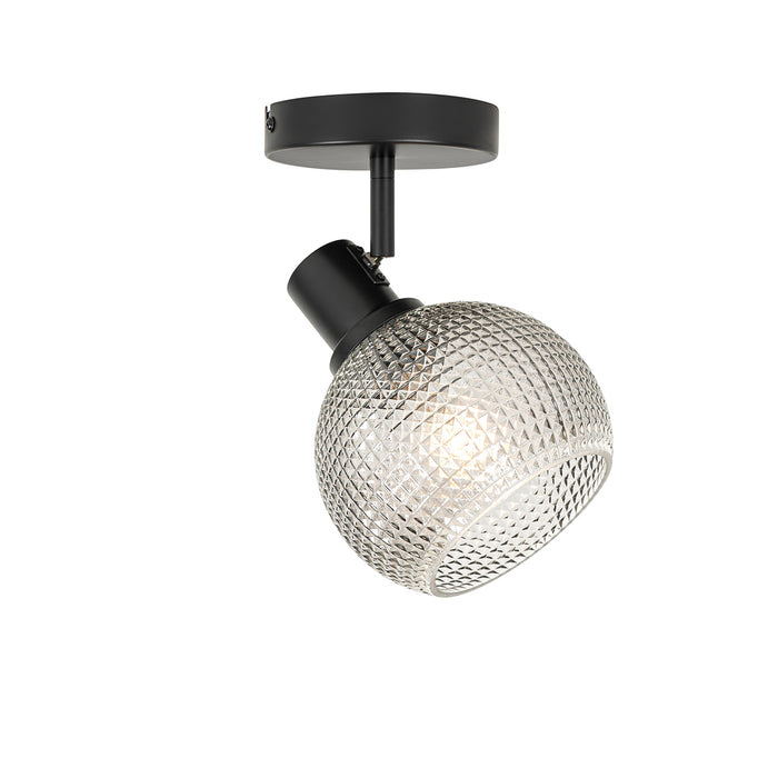 QAZQA Design spot zwart met smoke glas - Chico