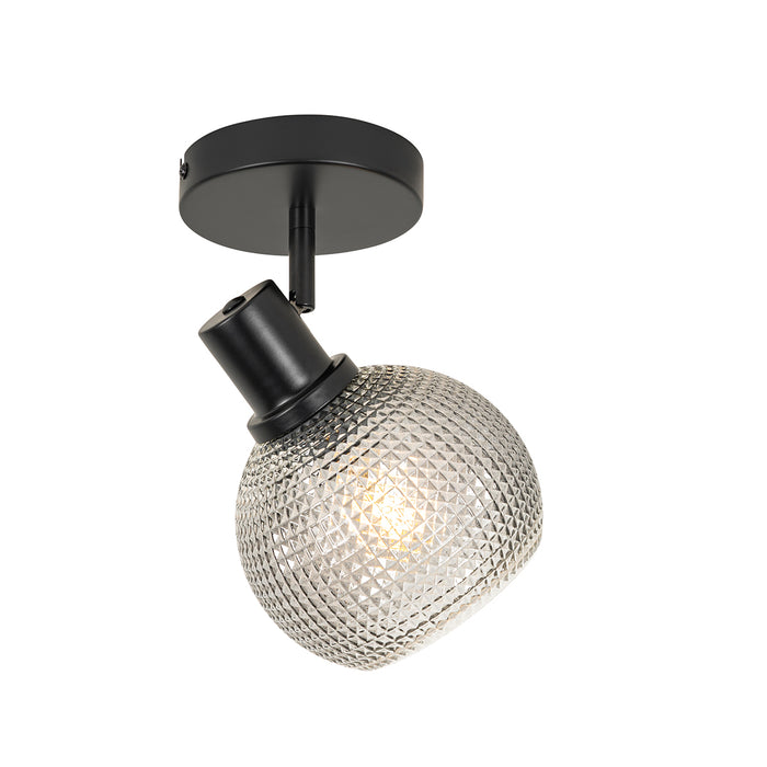 QAZQA Design spot zwart met smoke glas - Chico
