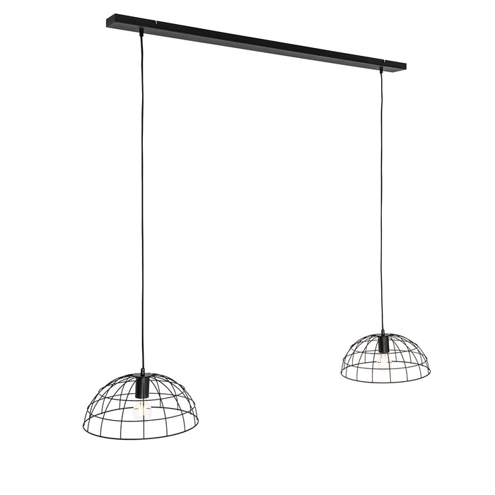 QAZQA Industriële hanglamp zwart 2-lichts - Hanze