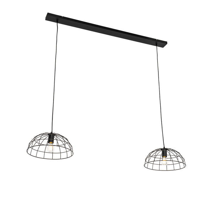 QAZQA Industriële hanglamp zwart 2-lichts - Hanze