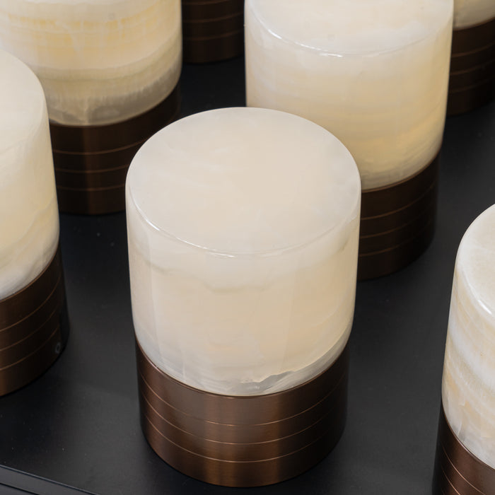 QAZQA Set van 12 tafellampen donkerbrons RGBW oplaadbaar incl.